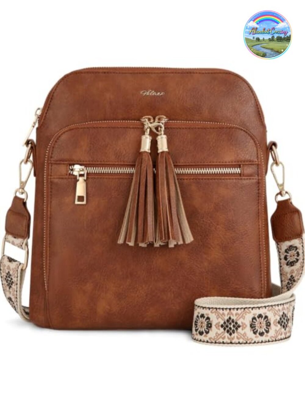 Vegan Leather Crossbody Bag RFID Blocking Multi Compartment Purse